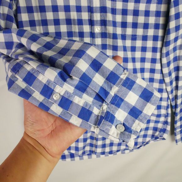 J Crew Oxford Mens Size S Blue and White Checked Button Down Shirt Long Sleeve - Picture 5 of 11